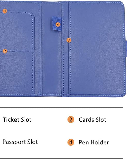 Melsbrinna Premium Leather Passport Holder Covers Case, Waterproof Rfid Blocking Travel Wallet Passport Holder with Pen Holder, Cute Passport Book for Women/Men