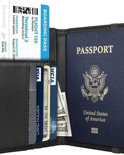 Passport Holder Cover Travel RFID Blocking Passport Cover Rose Gold Cute Flowers Passport Wallet with Elastic Band for Women