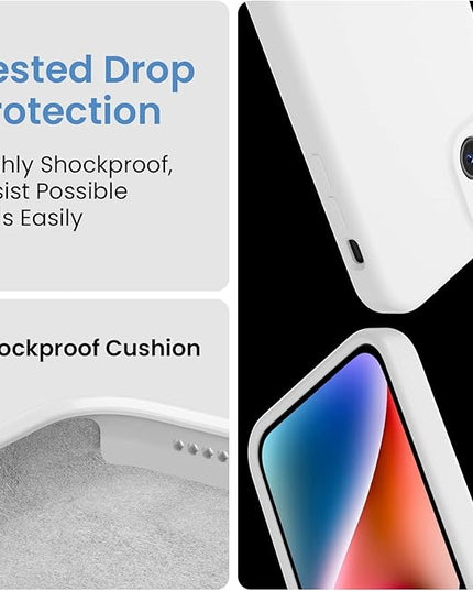 FireNova Designed for iPhone 13 Case, Silicone Upgraded [Camera Protection] Phone Case with [2 Screen Protectors], Soft Anti-Scratch Microfiber Lining Inside, 6.1 inch, White
