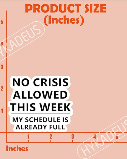 (3Pcs) No Crisis Allowed This Week My Schedule is Already Full Stickers Funny Office Humor Sarcastic Work Quote Vinyl Decals for Laptop, Water Bottle, Desk, Planner, 3" x 2.6"