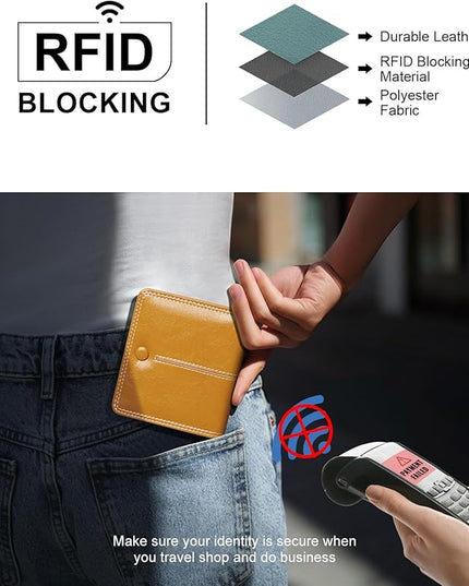 TFKGS Womens Wallet RFID wallet women small wallets woman Thin Credit Card Holder for women Bifold Compact Pocket Ladies Mini Slim wallet purse Vegan Leather Yellow