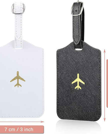 Weewooday 2 Set Mr and Mrs Passport Covers Holder and Luggage Tags Cute Leather Wallets Holder Travel Luggage Tags for Women Men Gift(White, Black)