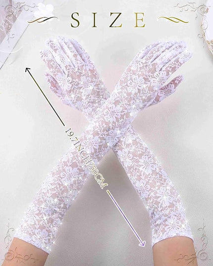 Campsis Floral Lace Gloves Long Lace Gloves