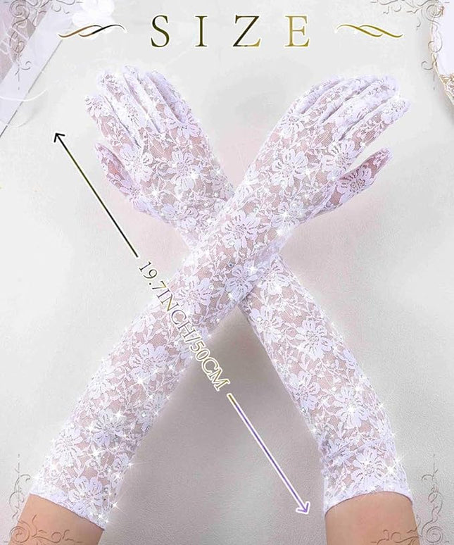 Campsis Floral Lace Gloves Long Lace Gloves