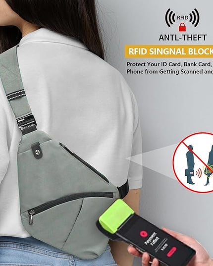 Travel Sling Bag with RFID Pocket, Anti Theft Crossbody Bag for Women Men Casual Chest Outdoor Shoulder Hiking Bag