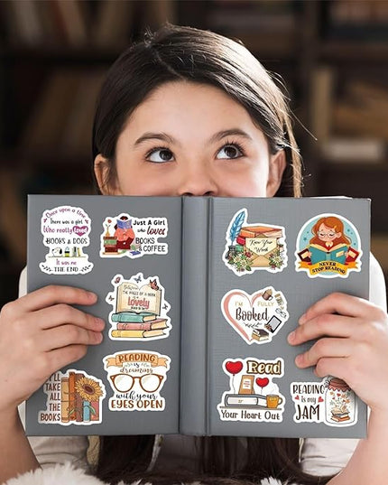MiStar Bookish Stickers for Kindle, 64 PCS, Book Inspirational Reading Stickers for Kindle Case, iPad, eBook Reader, Laptops, Matte Waterproof Decorating Book Accessories Gifts for Kids Adults Readers