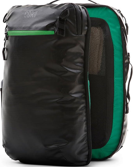 COR Surf Carry On Travel Backpack | Island Hopper 2.0 Ultralight Airline Approved Personal Item Backpack | 28L Black | Waterproof Edition - FREE S-Clip Included