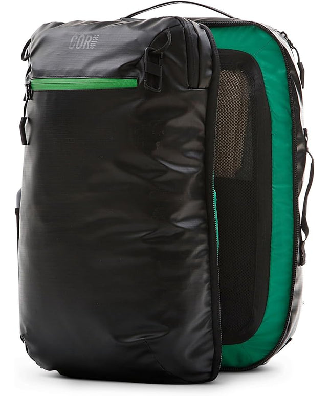 COR Surf Carry On Travel Backpack | Island Hopper 2.0 Ultralight Airline Approved Personal Item Backpack | 28L Black | Waterproof Edition - FREE S-Clip Included
