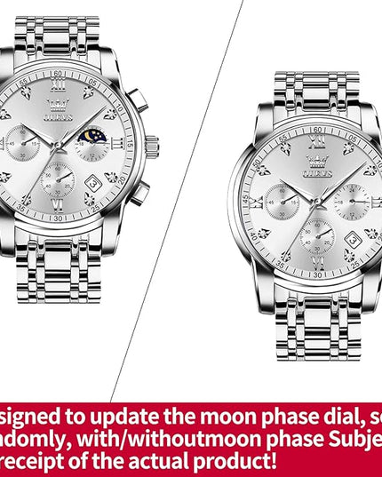 OLEVS Men's Luxury Watch Waterproof Luminous Easy Read Chronograph Watches Full Gold/White Dail/Black Face with Calendar Wristwatch