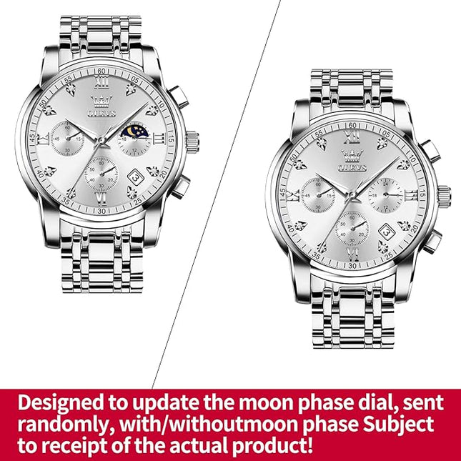 OLEVS Men's Luxury Watch Waterproof Luminous Easy Read Chronograph Watches Full Gold/White Dail/Black Face with Calendar Wristwatch
