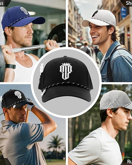 NJF Golf™ Hat Men - Breathable Mens Golf Hats, Adjustable Rope Snapback Cap, Convenient Cap with Tee Holder