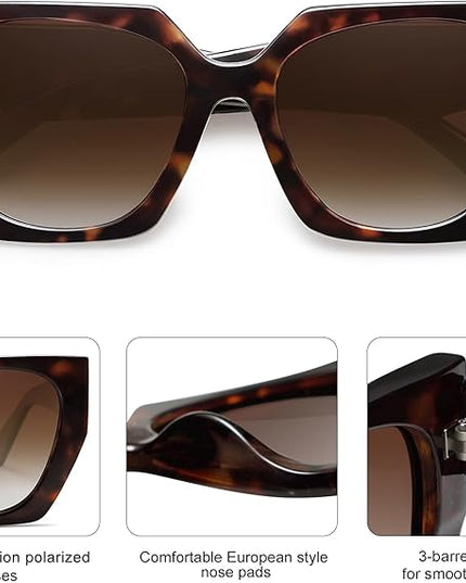 SOJOS Large Oversized Polarized Sunglasses for Women, Big Designer Womens Trendy Square Shades SJ2205