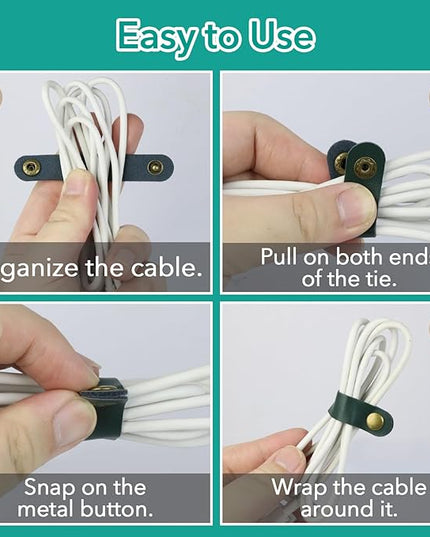 20 Pcs Leather Cord Organizer - Multiple Colors Leather Cable Straps Cord Organizer for Charging Cords, Reusable Cable Clips Leather, Multipurpose Leather Wire Cable Ties(5 Colors)