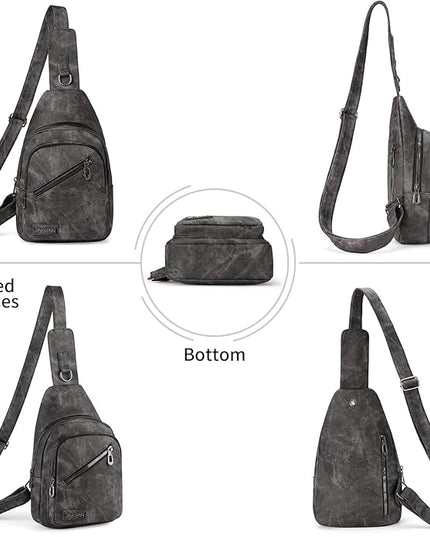 FALAN MULE Crossbody Bags for Women Trendy Leather Sling Chest Bag Fanny Packs for Women