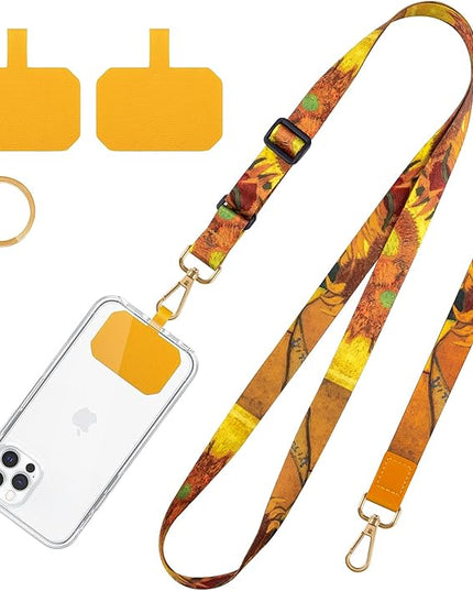 Phone Lanyards, Wrist lanyards for Keys, Adjustable Shoulder Neck Strap,Universal Crossbody Cell Phone Lanyard for ID Badges,Card Holder, Car Key, and Most Smartphones (Sunflower)