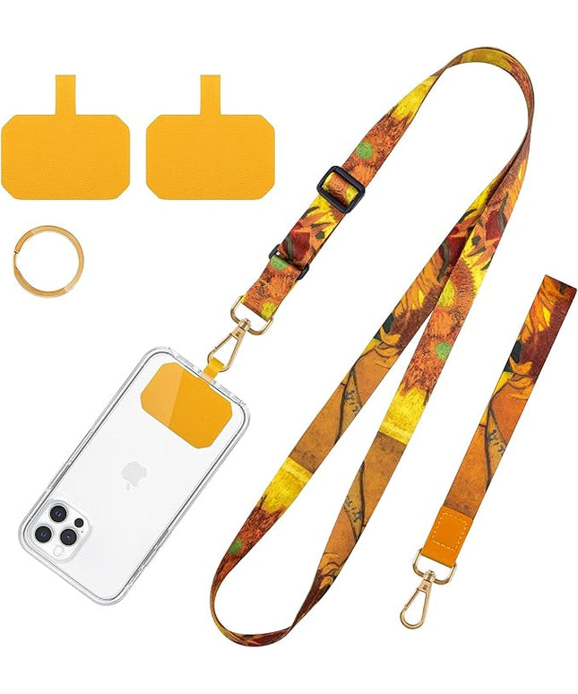 Phone Lanyards, Wrist lanyards for Keys, Adjustable Shoulder Neck Strap,Universal Crossbody Cell Phone Lanyard for ID Badges,Card Holder, Car Key, and Most Smartphones (Sunflower)