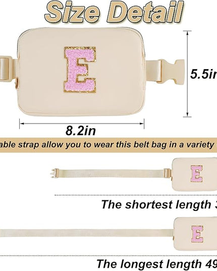 Uygafly Belt Bag Fanny Pack Crossbody Bags with Initials Letter Patch Cute Stuff Birthday Gifts for Teenager Girls Trendy Stuff for Teens | Khaki,E