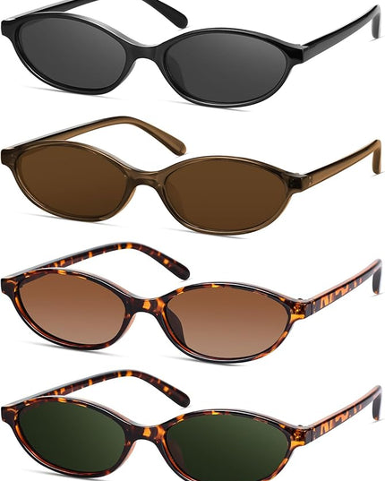 Retro Oval Cat Eye Sunglasses for Women Y2k Designer Trendy Narrow Shades UV protection Sun Glasses