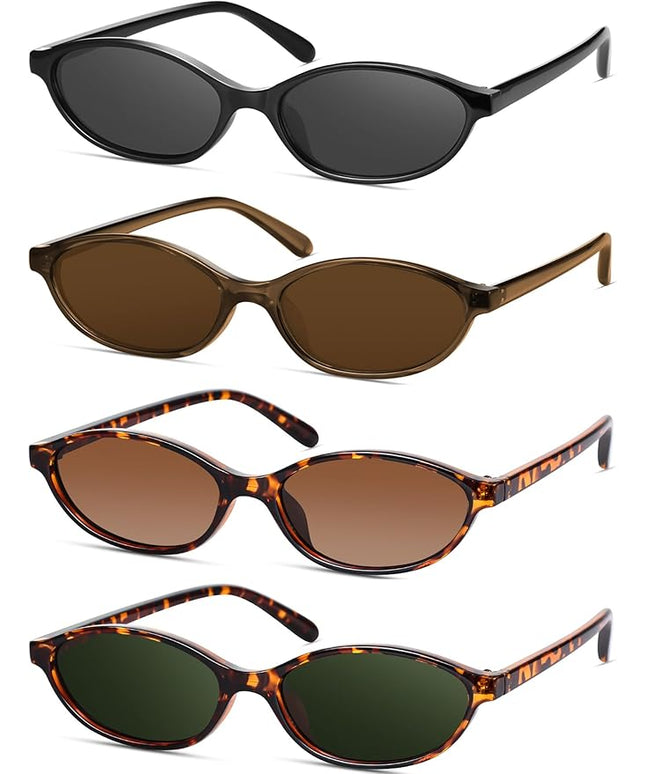 Retro Oval Cat Eye Sunglasses for Women Y2k Designer Trendy Narrow Shades UV protection Sun Glasses