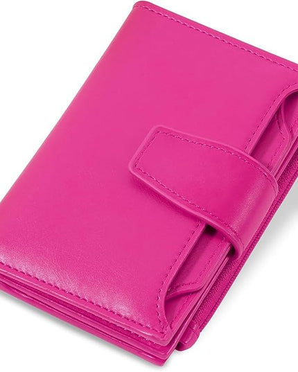 Airkit Small Wallet Women RFID Blocking Soft Leather Bifold Compact Card Holder Wallet for Women with Zipper Coin Pocket 4 ID Window