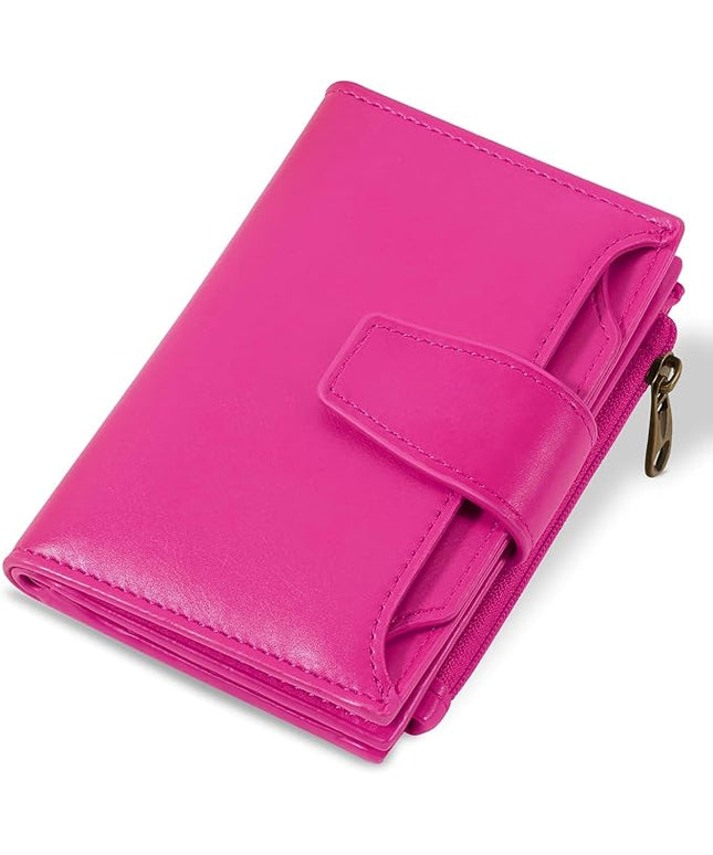 Airkit Small Wallet Women RFID Blocking Soft Leather Bifold Compact Card Holder Wallet for Women with Zipper Coin Pocket 4 ID Window