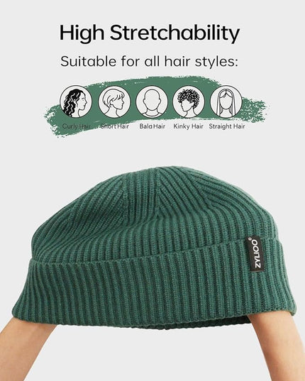Zylioo Oversize Beanie Hats, XXL Big Size Ribbed Knit Cuffed Winter Hat for Cold Weather, Warm Skull Watch Cap