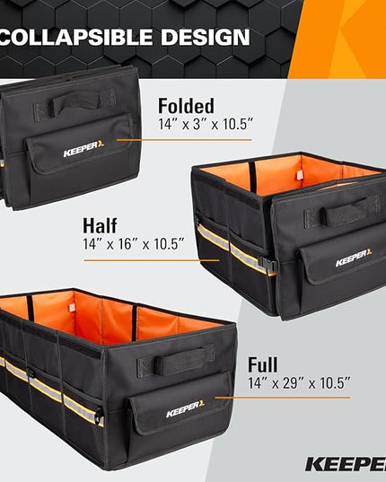 KEEPER Extra Large Car Trunk Organizer, 70L, Multi-Compartment Collapsible Car Organizers and Storage, Non-Slip Bottom, Suitable for SUV, Minivan