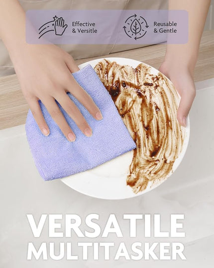 Fantasticlean Microfiber Cleaning Cloth Roll -150 Pack, Tear Away Microfiber Towels, 12" x 12", Reusable, Washable, Ultra Absorbent Dishcloth for All-Around Cleaning Supplies (Pink & Lavender)