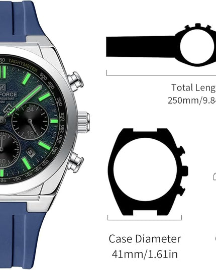 NAVIFORCE Watches for Men Multifunctional Chronograph Analog Quartz Waterproof Wirstwatch Silicone Strap Man Gifts