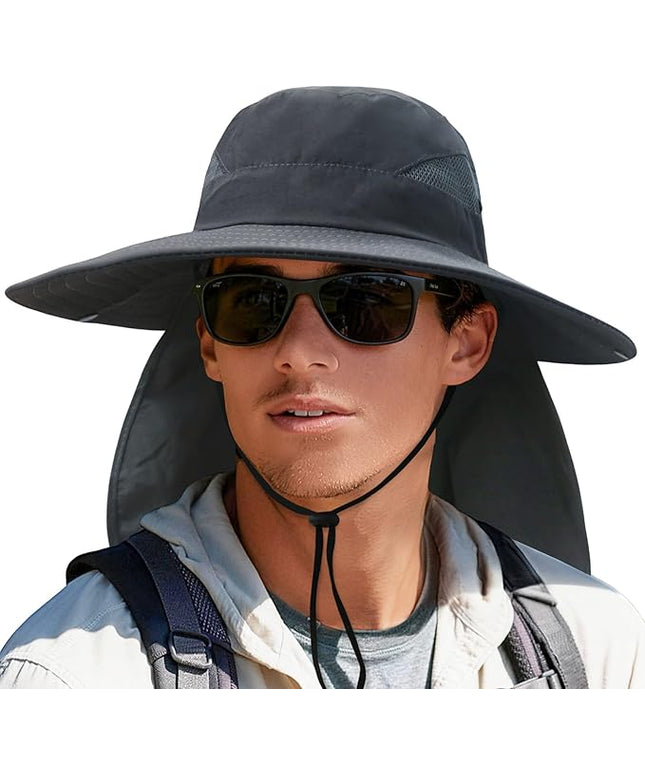 PFFY Sun Bucket Hats for Men Women 3” Wide Brim UPF 50+ Fishing & Beach Hat