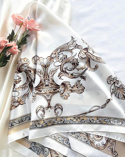 Julunar Silk Like Head Scarf for Women - Satin Large Hair Scarves - 35" Square Silk Hair Wrap for Sleeping with Gift Packed