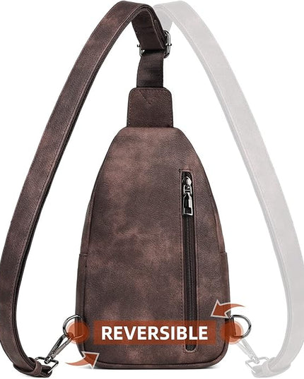 MASINTOR Sling Bag for Women - Crossbody Bags Fanny Pack with Vegan Leather - Adjustable Sling Backack for Travel
