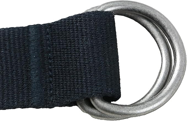 Mens & Womens Canvas Belt with D-ring,Double Ring Belt,Solid Color,Extra Long (49”) 1 1/2" Wide