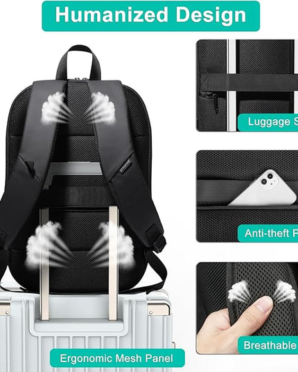 Business Backpack for Men 17 Inch,Slim & Expandable Waterproof Travel Laptop Backpack with USB Charger Port,Anti-Theft Lightweight Large Work Computer Bag,College Laptop Backpacks Gifts for Men Women