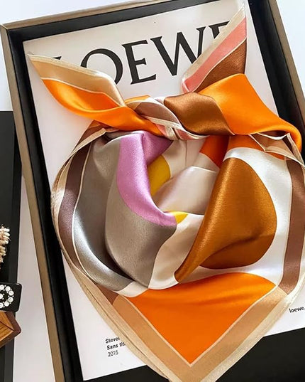ANDANTINO 100% Mulberry Silk Scarf -21” Lightweight Square Neckerchief – Breathable Digital Printed Scarves with Gift Packed