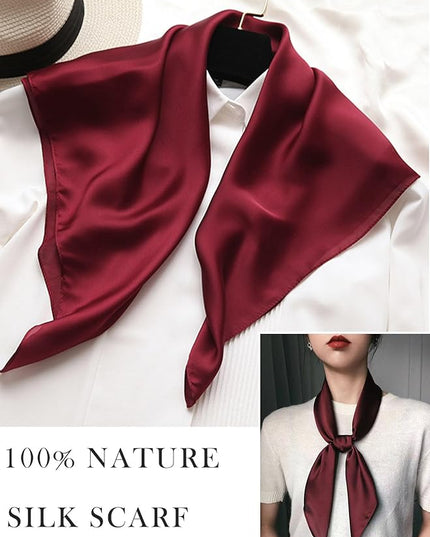 100% Mulberry Silk Scarf for Women Hair Lightweight Square Neckerchief Wrap For Head Scarves 21"