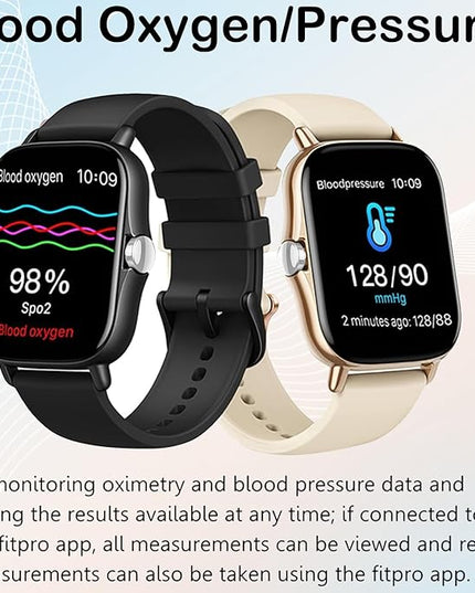 Smart Watch, 1.83" Upgraded Full Touchscreen Smart Watch for Android iPhones with Heart Rate Blood Pressure Monitor, Multiple Sports Fitness Tracker with Smart Watches for Women Men (Gold)