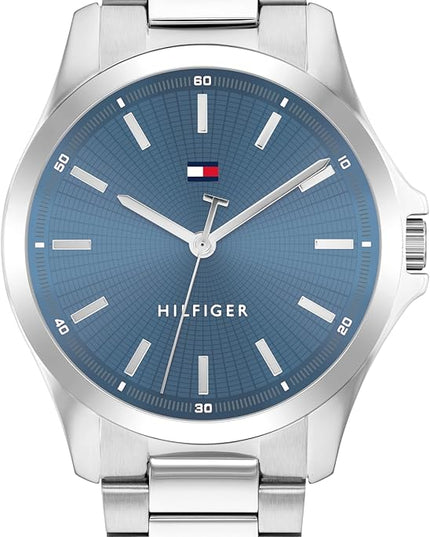 Tommy Hilfiger Men's 3H Quartz Watch, Stainless Steel Bracelet, Water Resistant 3 ATM, Modern and Stylish Timepiece, Gift for Him, 42mm