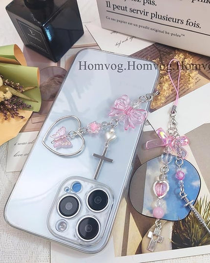1-4PCS Cute Phone Charms Aesthetic Y2K Cell Phone Charms Strap Pink Strawberry Butterfly Star PhoneCharm Y2K Accessories for Bag Keychain Airpods Camera Pendants Decor