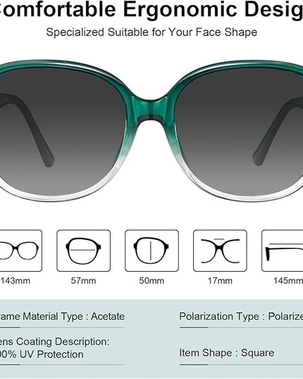 CARFIA Acetate Oversized Square Polarized Sunglasses for Women UV Protection Retro Trendy Big Shades