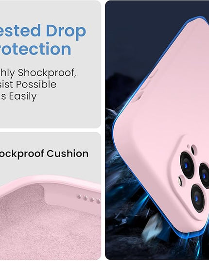 FireNova Designed for iPhone 13 Pro Max Case, Silicone [Camera Protection] Phone Case with [2 Screen Protectors], Soft Anti-Scratch Microfiber Lining Inside, 6.7 inch, Chalk Pink