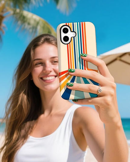 Magnetic for iPhone 17 Case Cute Frog Stripes Phone Case, Summer Shockproof Slim TPU and Hard PC Protective Phone Cover Compatible with MagSafe Designed for Women Girls