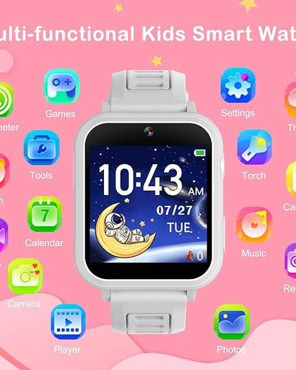 Phyulls Kids Smart Watch Gift for Girls Age 4-12, Smart Watch for Kids with 39 Games HD Touch Screen Watches Camera Video Music Pedometer Flashlight Educational Toys Birthday Gifts for Girls