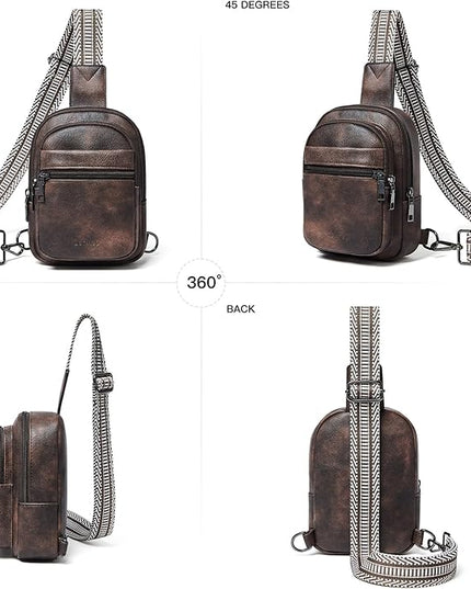 Sling Bag For Women Faux Leather Small Casual Daypack Backpack Fanny Pack Crossbody Chest Bags Purse