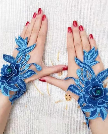 Specell Embroidered Flowers Lace Fingerless Gloves - for Bridal Wedding Cocktail Tea Party Evening Prom Costumes Cosplay