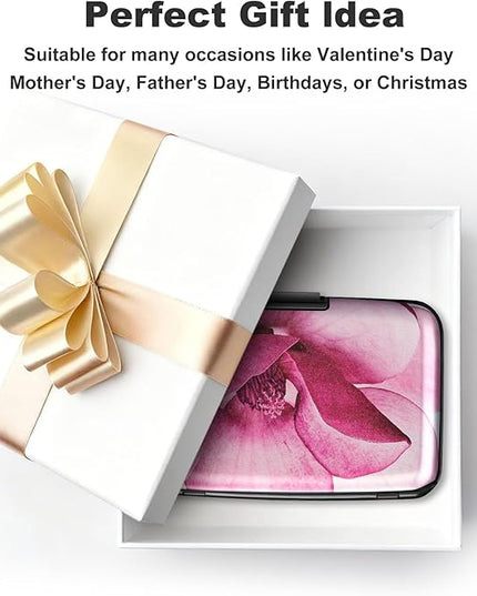 ELFISH Mini RFID Aluminum Wallet Credit Cards Holder Business Card Case Metal ID Case for Men Women(Pink Magnolia)