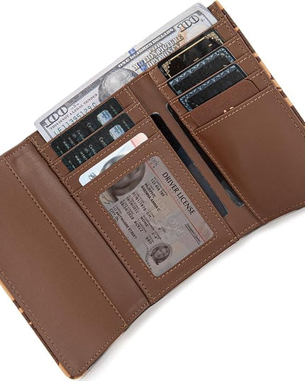 Montana West Brown Cow Print Wallet Women Small Trifold Wallet Ladies Female Credit Cash Wallets Western Travel Clutch Wallets with ID Window and RFID Lining