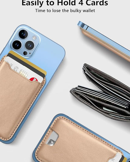 TopMade for Magsafe Wallet, Strongest Magnetic Card Holder for iPhone 17, iPhone 16/15/14/13/12 Series, Magnetic Phone Wallet with Powerful Magnets, RFID Blocking, Fit 4 Cards, Desert Titanium Gold