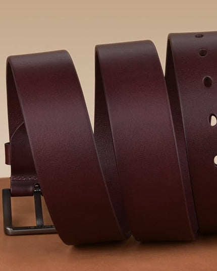Buffway Men’s Full Grain Leather Belt – Solid One-Piece Leather, 1.5” Wide for Jeans & Business Casual, Gift Box Included
