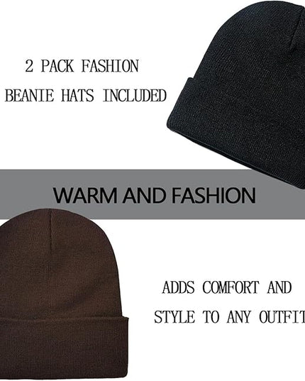 ZOORON 1&2 Pack Beanie for Men Women Slouchy Beanie Hats Winter Knit Caps Soft Ski Hat Unisex